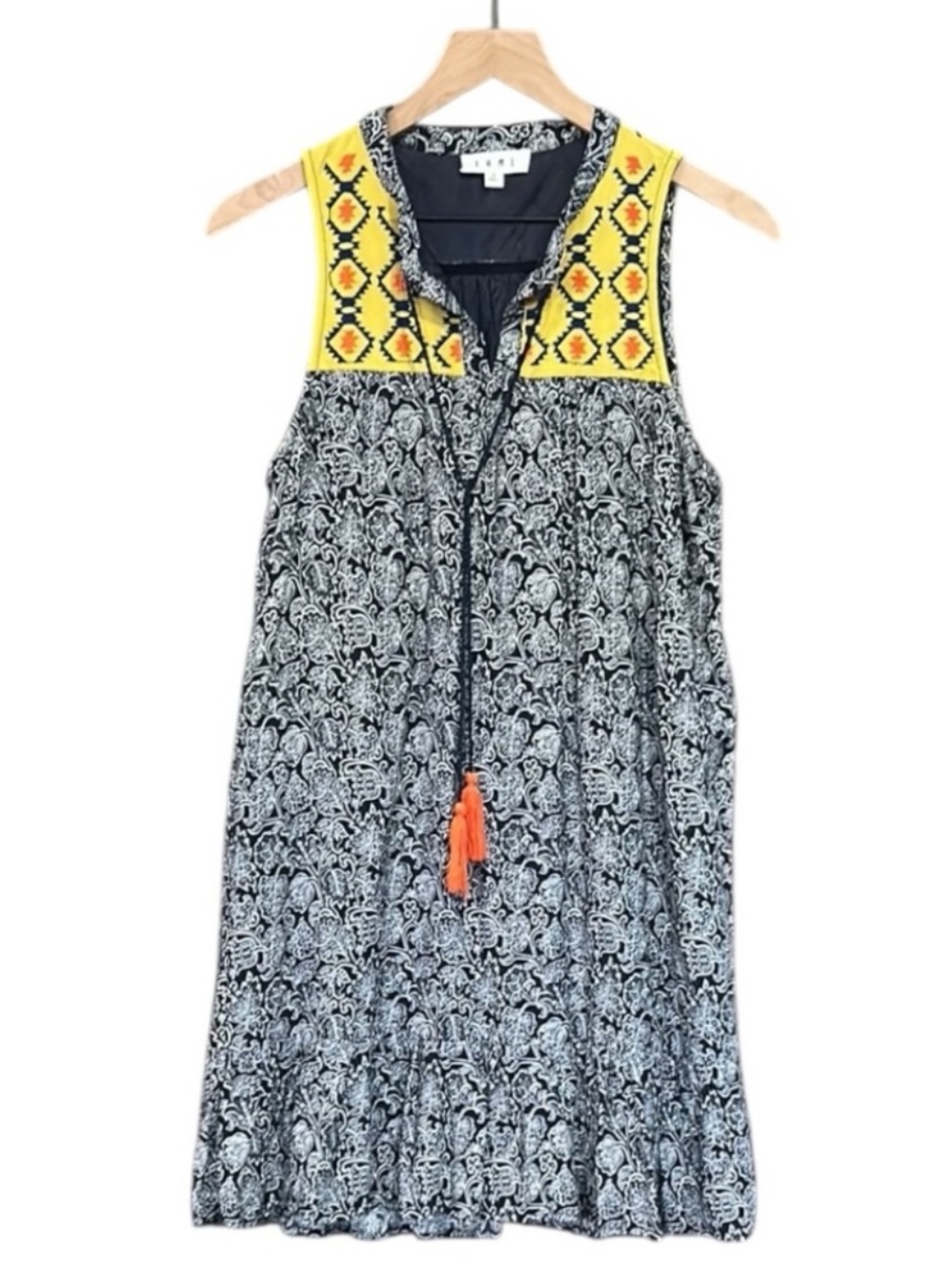 THML Sleeveless Embroidered Lined Tank Top Dress Boho Size Small